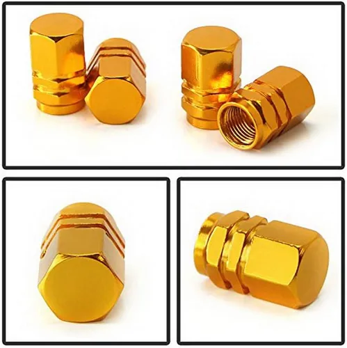 Miniatura 6 de Tapas para válvulas de neumático de aluminio estilo carrera tuner de iJDMTOY (4), Dorado Oro