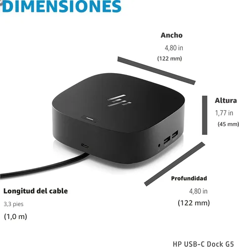 Miniatura 3 de HP USB-C Essential Dock G5 – Estación de acoplamiento multipuerto con USB-C, HDMI, DisplayPort, Ethernet Incluye base Dockztorm