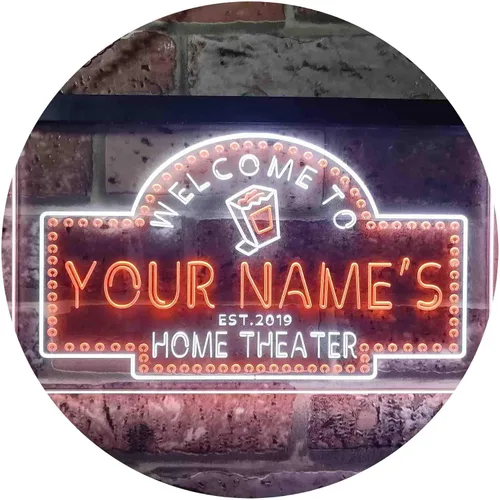 Miniatura 16 de ADVPRO Letrero de neón LED de doble color con tema de cine en casa, diseño personalizado de este año, azul y rojo, 16 x 12 pulgadas