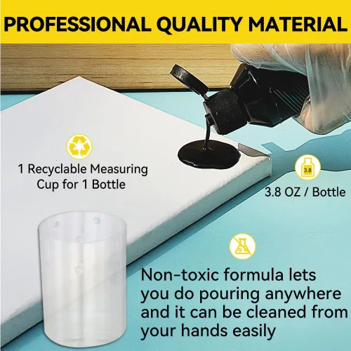 Miniatura 3 de OPHIR Total 22.8OZ Set de Pintura Acrílica para Verter, 3 Suministros de Pintura Acrílica Premezclada para Verter en Negro y 3 en Blanco, para Juego