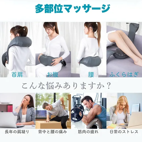 Miniatura 4 de TRIDUCNA Shiatsu Masajeador de cuello, espalda y hombros con calor, almohada eléctrica de masaje de tejido profundo 3D para espalda baja, Gris