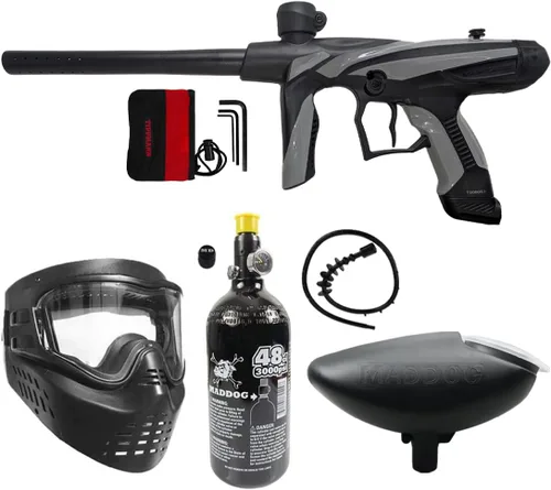 Maddog Tippmann Vantage Paintball Gun Marker and Accessory Starter Packages [HPA] | Marker, 48ci/3000psi Compressed Air Tank, Mask, Hopper, Pods,