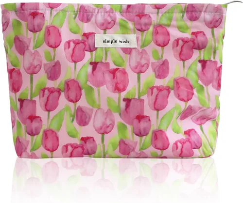 Miniatura 27 de Wudygirl Bolsa de maquillaje de lona para mujer, organizador estético de maquillaje, bolsa de maquillaje de viaje, bolsa de aseo para bolso, bolsa