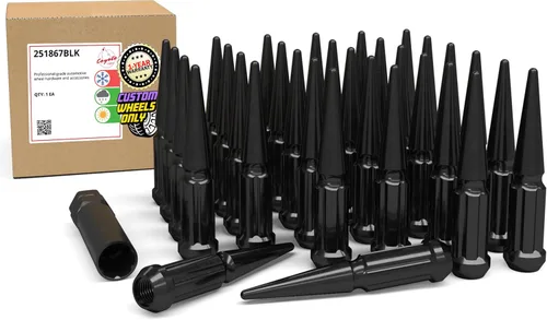 Miniatura 22 de Wheel Accessories Parts 32 Piezas Tuercas M14x1.5 14x1.5 Rosca con Púas de 4.4" de Largo Tuercas Rojas para Camión Spline Hex Compatible con Chevy