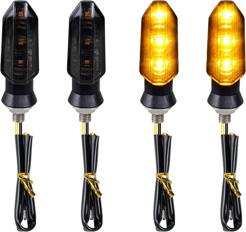 Miniatura 10 de 4 piezas de señales de giro universales para motocicleta, luces LED de señal de giro delanteras y traseras, intermitentes secuenciales ámbar