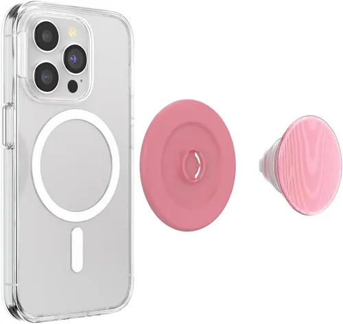 Miniatura 4 de PopSockets Agarre de teléfono para MagSafe, soporte magnético, soporte para teléfono, rosa - masilla de alumbre Moire