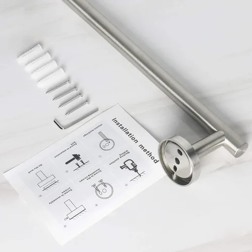 Miniatura 7 de NearMoon Toallero de baño, soporte grueso de acero inoxidable para toallas de ducha montado en la pared para baño, longitud total de 16 pulgadas