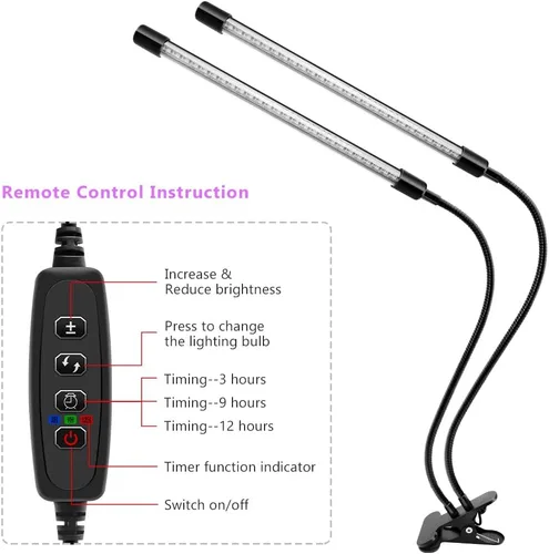 Miniatura 5 de Luz Negra LED de Doble Cabezal, Luminaria de Luz UV de 20W con Abrazadera, Lámpara de Cuello de Ganso UV de 395-405nm Alimentada por USB para Fiesta