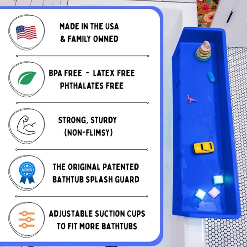 Miniatura 2 de Tub Topper® Protector contra salpicaduras de bañera y estante de baño para niños – Bandeja de baño para niños pequeños, almacenamiento de juguetes
