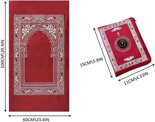Miniatura 2 de Alfombra de oración islámica, alfombra de oración musulmana, con bolsa de transporte de bolsillo de brújula, 1 alfombrilla de oración de viaje