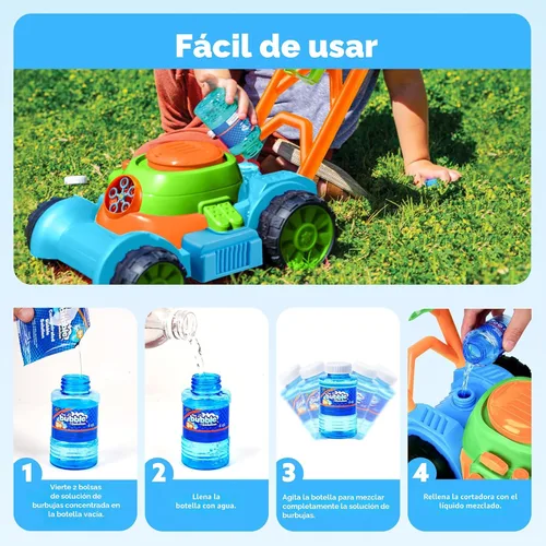 Miniatura 6 de SLOOSH - Cortacésped de burbujas para niños pequeños - Máquina de burbujas a prueba de derrames, juguete de juego de jardinería simulada para niños