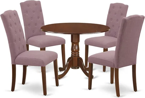 Miniatura 17 de East West Furniture DLCE3-BLK-21 - Juego de mesa de comedor de 3 piezas que contiene una mesa de comedor redonda con gotas y 2 sillas tapizadas