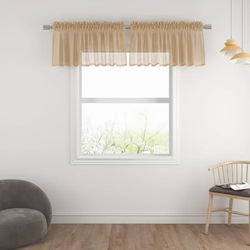 Miniatura 106 de UPOPO Paneles de Cortina Beige Pequeños Cortinas Transparentes de Gasa de 16 Pulgadas de Largo Cortinas de Cocina de Voile con Textura de Lino