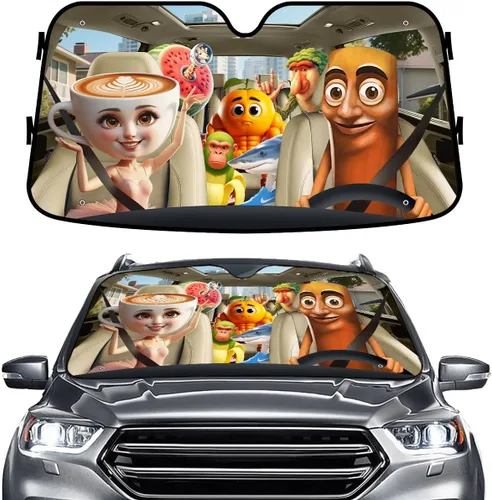 Miniatura 70 de GENANY Parasol divertido para parabrisas de la familia de perros de pastor alemán para automóvil, SUV, camión (55 x 30 pulgadas), parasol