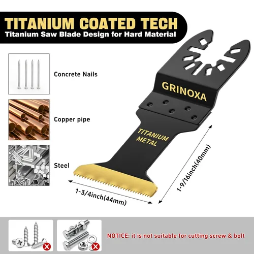 Miniatura 2 de 3 cuchillas oscilantes de titanio, cuchillas multiherramienta universales profesionales para uñas de metal y madera, aptas para Dewalt Milwaukee