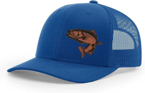 Miniatura 20 de Sombrero de pesca de trucha con parche de cuero grabado láser Richardson 112 Snapback Trucker Cap
