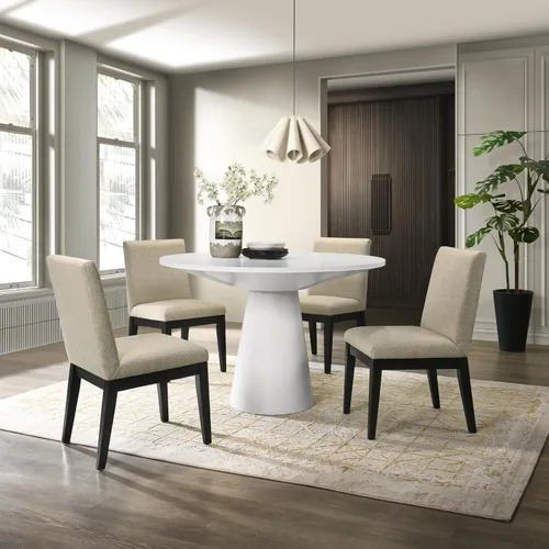 Miniatura 11 de Roundhill Furniture Rocco - Juego de comedor contemporáneo, mesa redonda con pedestal con 4 sillas, madera flotante Driftwood