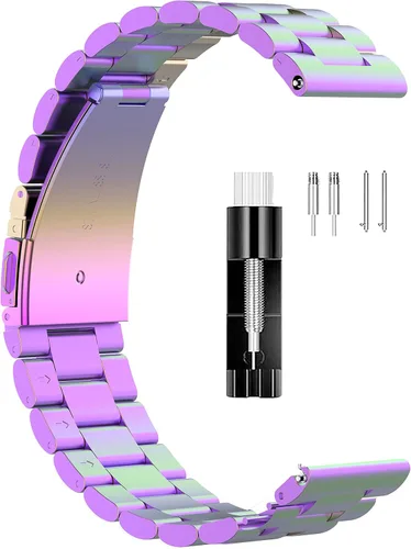 Miniatura 9 de FitTurn Correas compatibles con MAXTOP/GRV - Correa de reloj de acero inoxidable de metal de repuesto clásico duradero con hebilla de metal