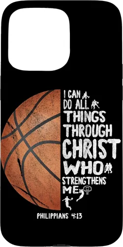 Miniatura 31 de Funda de baloncesto para iPhone 17 con texto en inglés "I can do All Things Through Christ Philippians