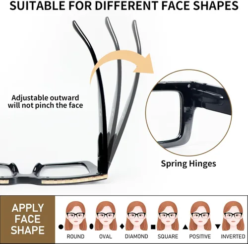 Miniatura 6 de REAVEE - Paquete de 3 gafas de lectura estilo Oprah para mujeres y hombres, con bloqueo de luz azul, elegantes, cuadradas con bisagra de resorte