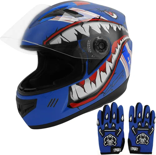 Miniatura 21 de TCT-MOTORPARTS DOT - Casco de motocross para niños y jóvenes, casco de cara completa para motocross, ATV, todoterreno, casco de cuatro ruedas, araña