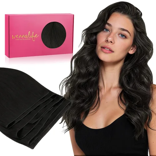 Miniatura 30 de WENNALIFE Extensiones de cabello humano real, 20 pulgadas, 3.53 onzas, color marrón chocolate, trama, cabello Remy atado a mano, extensiones
