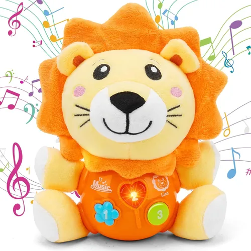 Juguetes para bebés de 6 a 12 meses - Juguete de peluche musical de león para bebés de recién nacidos a 1 año para niños y niñas