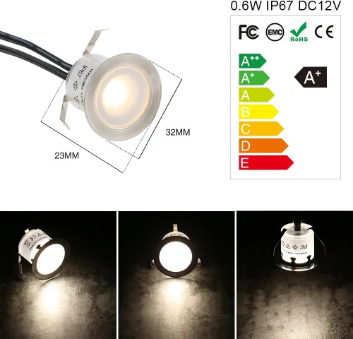 Miniatura 4 de Tomshine Kit de luces LED empotrables para terraza, paquete de 16 luces de paso de 1.260 in de diámetro para exteriores, impermeables, luces