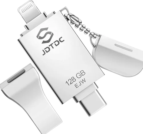Genuine 128GB Apple MFi Certified Photo Stick for iPhone 17/16/15/14-3 in 1 USB C Flash Drive & Memory Stick - High Speed External Storage for