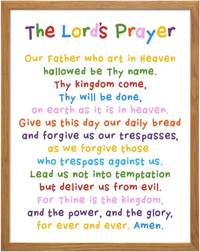 Miniatura 11 de Arte de pared con texto en inglés "Lords Prayer Framed", decoración religiosa de las Escrituras para la iglesia, aula de escuela dominical