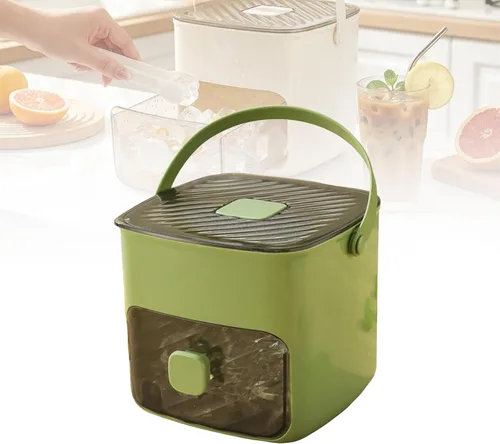 Bandeja de cubitos de hielo con tapa y contenedor: bandeja de hielo portátil para congelador - Molde de hielo de fácil liberación - Sistema de Verde