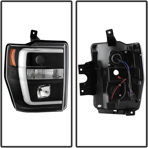 Miniatura 3 de ACANII - Para negro 2008 2009 2010 Ford F250 F350 Superduty Pickup LED tubo proyector faros faros Set izquierdo+derecho