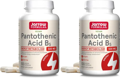 Jarrow Formulas Ácido pantoténico B5 500 mg – 100 cápsulas vegetales – Vitamina B esencial – Producción de energía y apoyo al metabolismo – 100
