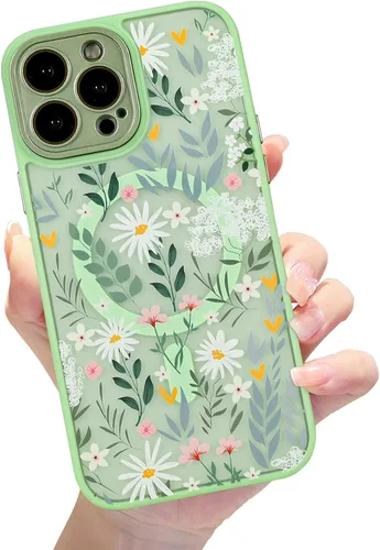 Miniatura 42 de Compatible con el teléfono 13 Pro - Funda magnética mate translúcida, de lujo, a prueba de golpes, magnética y con bonito patrón de flores, carcasa