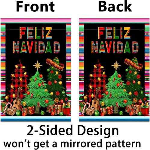 Miniatura 4 de Nepnuser Decoración de Navidad mexicana de Feliz Navidad, bandera de jardín de Navidad, fiesta de invierno, fiesta de doble cara, letrero de patio