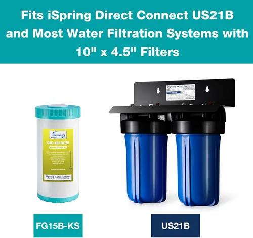 Miniatura 2 de iSpring FG15B-KS Cartucho de repuesto de filtro de carbono GAC y KDF de alta calidad para sistema de filtración de agua debajo del fregadero