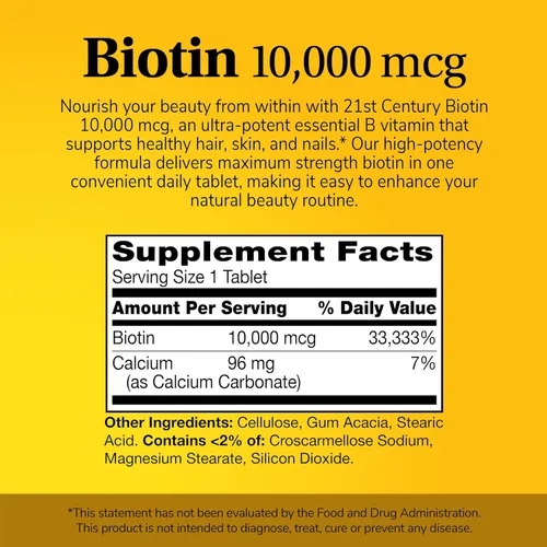 Miniatura 12 de 21st Century Tabletas de biotina, 10,000 mcg, sin sabor 120