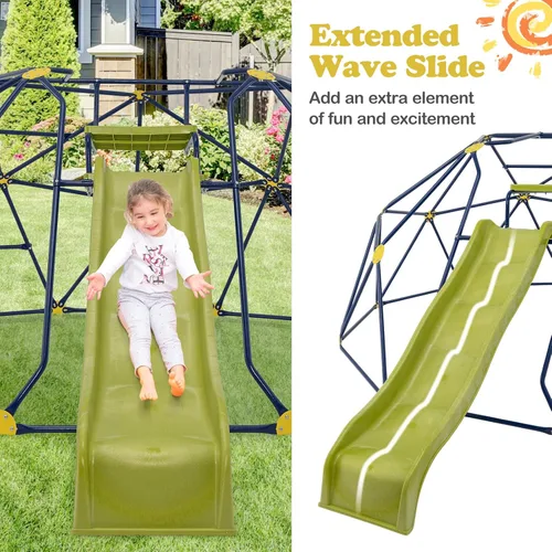 Miniatura 2 de HONEY JOY Cúpula de escalada con tobogán ondulado, barra de mono de gimnasio de la selva de 13.3 pies para patio trasero, juguetes de escalada al