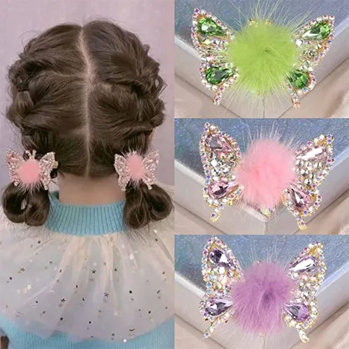 Miniatura 3 de Horquilla de mariposa voladora, pinzas para el cabello con diamantes de imitación de mariposa, elegante clip lateral de metal, pinzas de mariposa