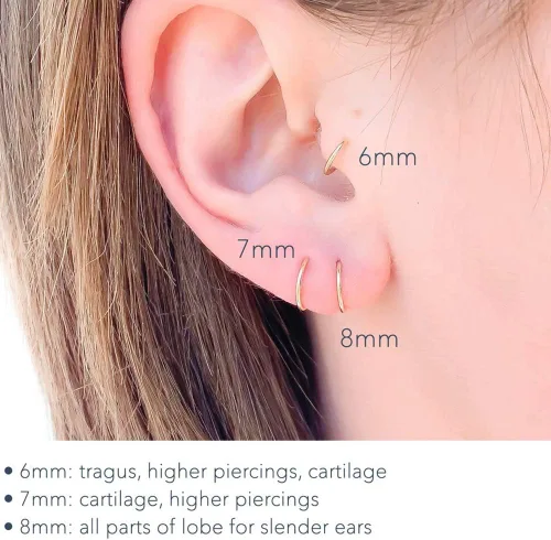 Miniatura 4 de Aretes de aro Huggie para mujeres y hombres, acero inoxidable quirúrgico 316L, 0.236 in, 0.315 in, 0.394 in, para hombre, aretes de aro