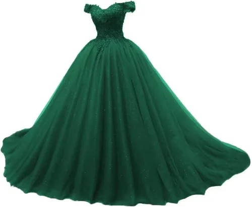 XYAYE Vestidos de quinceañera de tul hinchado para mujer, vestido de fiesta con hombros descubiertos, vestidos de fiesta de encaje, dulces 15