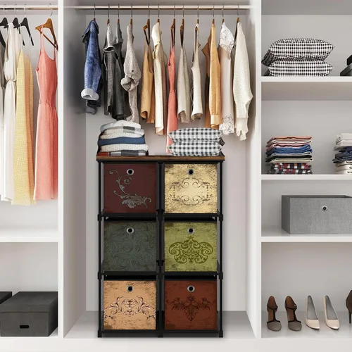 Miniatura 2 de VASICAR - Cómoda pequeña de tela con 6 cajones, organizador alto de cubos para armario, unidad de cajones de almacenamiento para dormitorio, sala