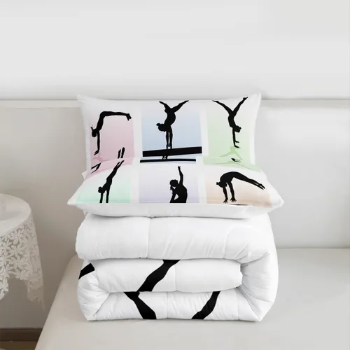 Miniatura 35 de Erosebridal Juego de ropa de cama de princesa de ballet, tamaño Queen, juego de edredón de 3 piezas para niñas bailarinas de ballet, lindo juego