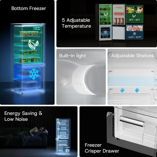 Miniatura 7 de Upstreman - Refrigerador de 7.1 pies cúbicos con congelador inferior, refrigerador para apartamento con congelador, energéticamente eficiente