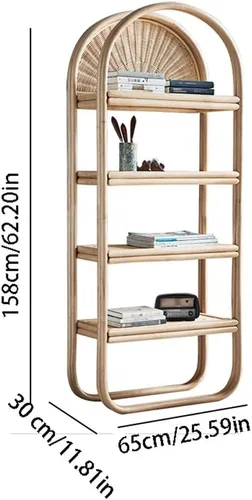 Miniatura 3 de UNNS Estantería nórdica de ratán para estantería, armario de suelo de cuatro pisos, estantería de almacenamiento para sala de estar, estante