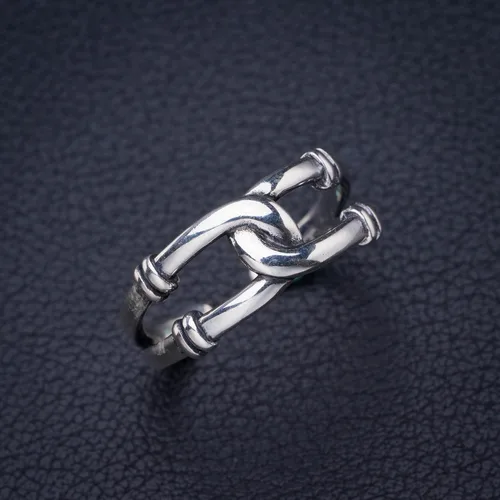 Miniatura 2 de StarGems Anillo vintage de plata de ley 925 con acabado antiguo, tejido entrelazado ajustable, hecho a mano, 7.25 C2135, Piedra preciosa
