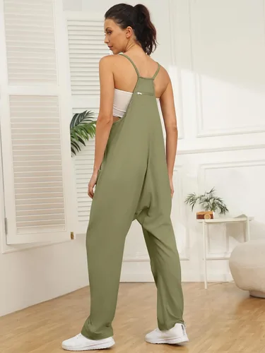 Miniatura 3 de AUTOMET Overol casual de verano para mujer, sin mangas, holgado, tirantes delgados, overoles holgados con bolsillos 2023