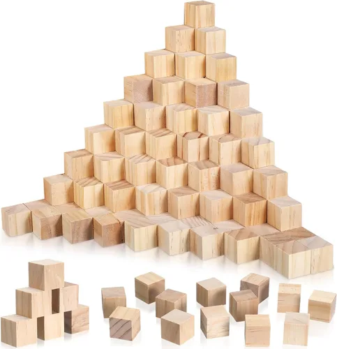 Miniatura 14 de Barydat 300 cubos de madera de 1 pulgada, bloques de madera sin terminar para manualidades, cubo cuadrado de madera natural en blanco para proyectos