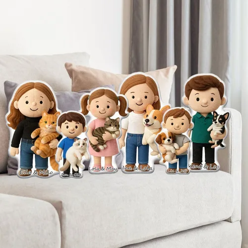 Pofily Almohada personalizada de muñecas de dibujos animados, almohada personalizada que se parece a ti, almohadas Mini Me con cara y nombre para B01