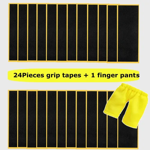 Miniatura 6 de WINDIR 24 piezas de cinta de agarre de espuma + 1 pantalón de dedo para diapasones, 1.496 x 4.331 in, patinetas MiNi de madera negro profesional 24
